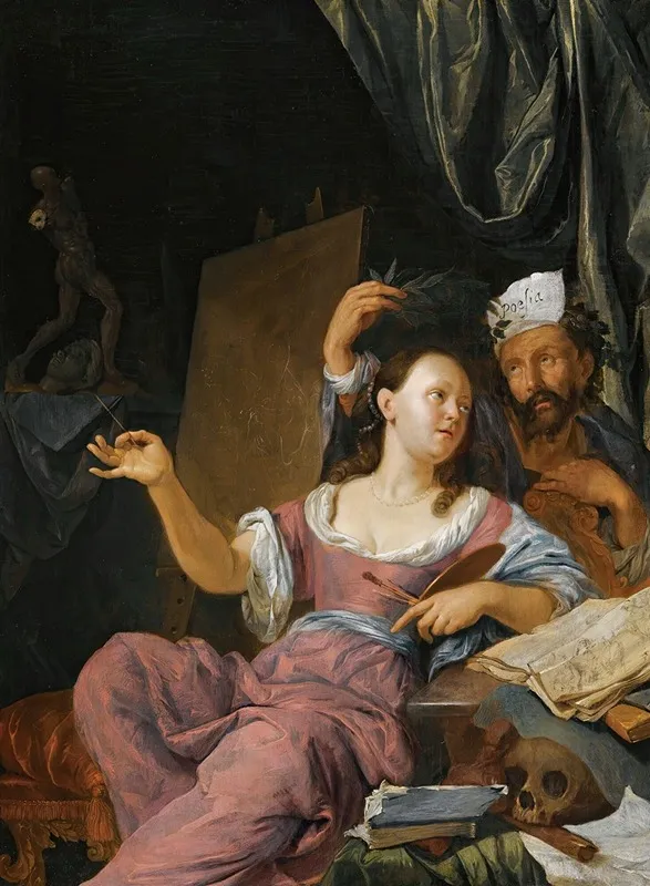 An Allegory Of The Arts Or Painting Being Crowned By Poetry Wall Art by Jacob Toorenvliet - High-Resolution Digital Print