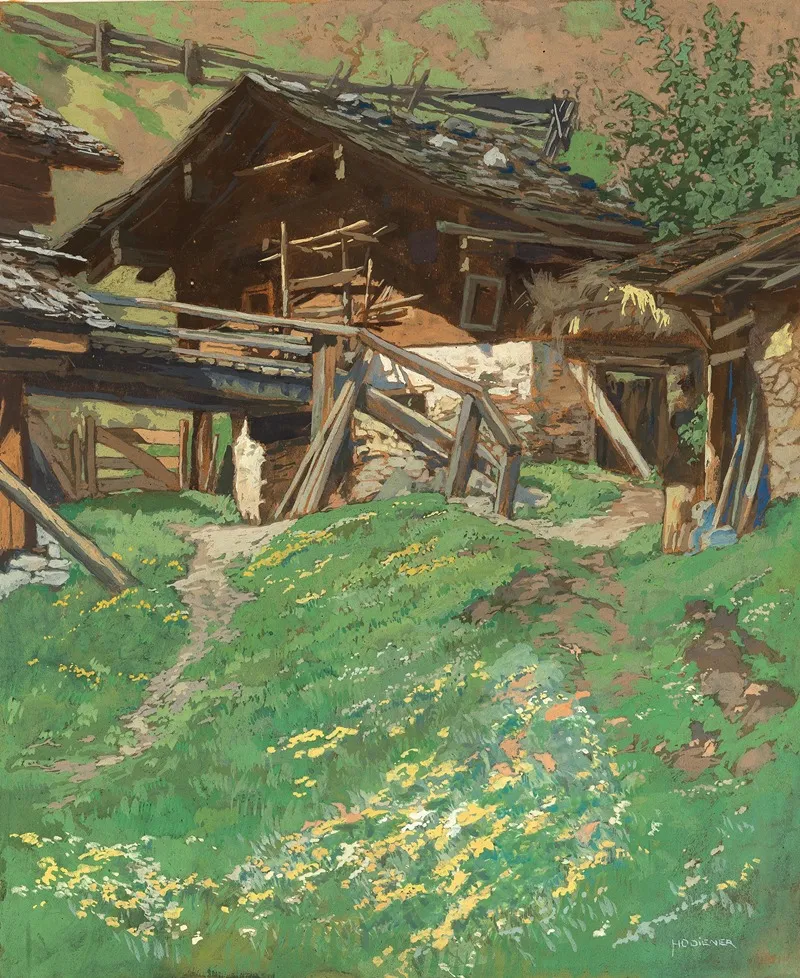 An Alpine Lodge Wall Art by Hugo Hodiener - High-Resolution Digital Print