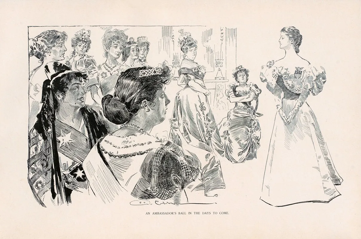 An Ambassadors Ball In The Days To Come Wall Art by Charles Dana Gibson - High-Resolution Digital Print