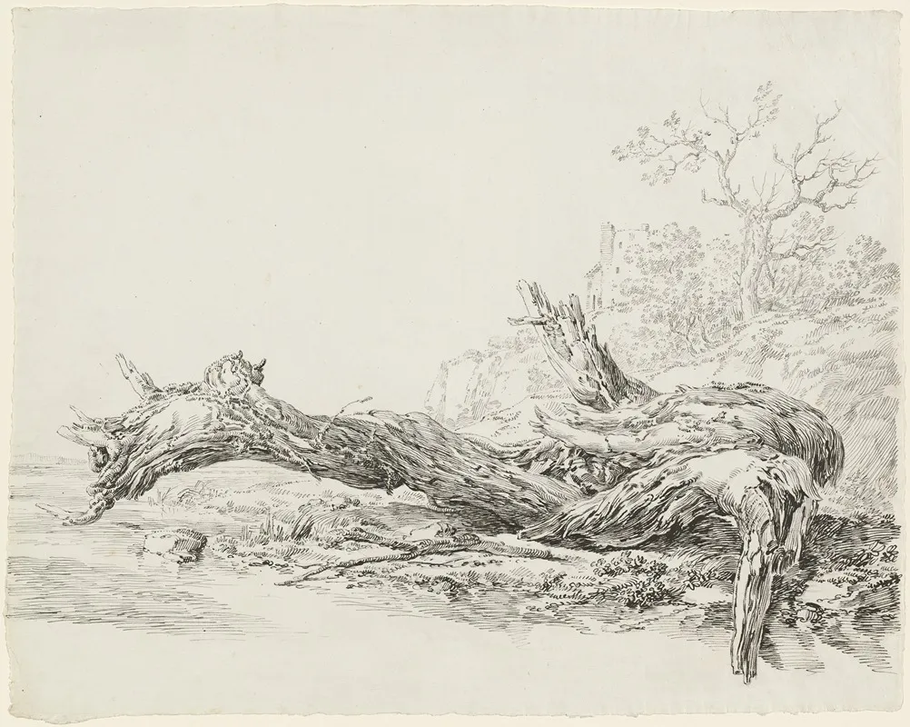 An Ancient Tree Fallen Beside A Stream