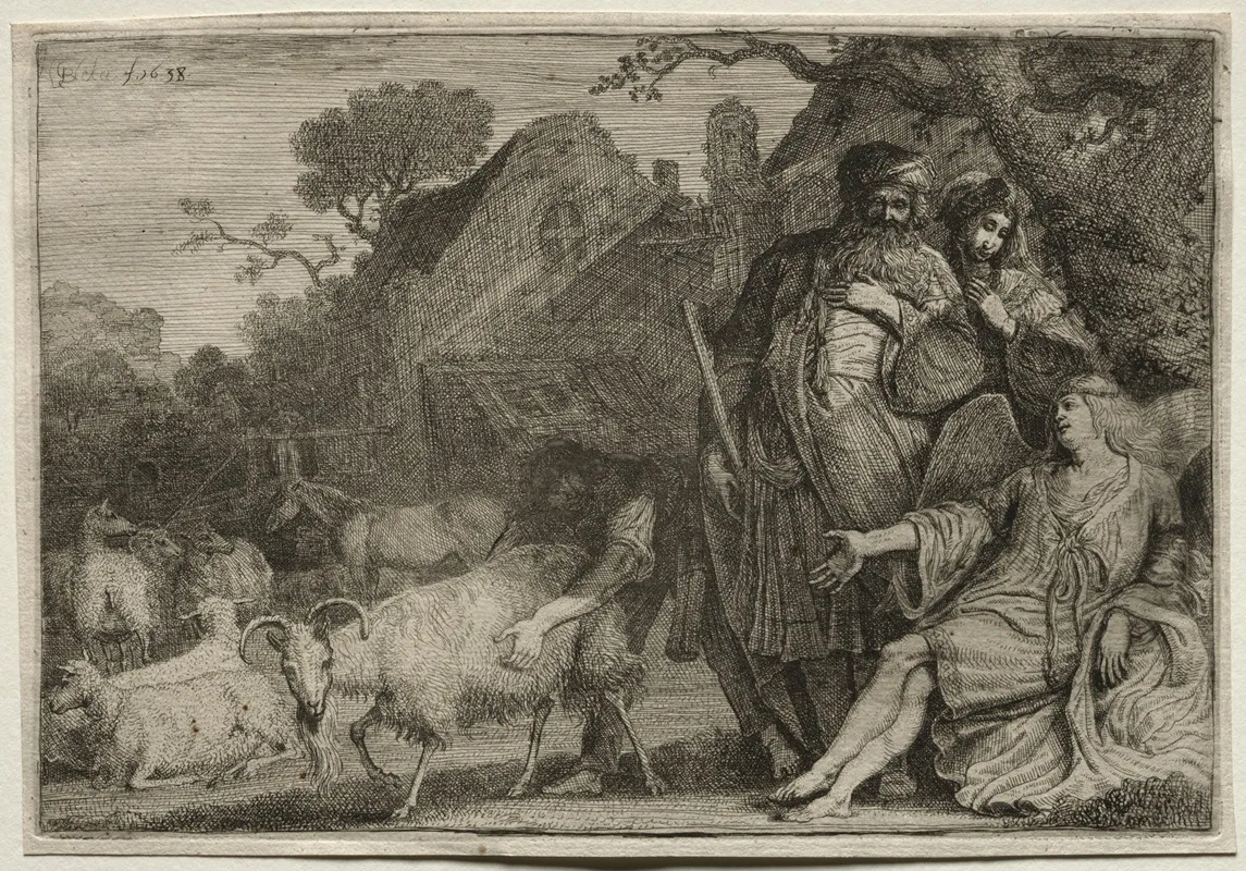 An Angel Foretells The Birth Of Abrahams Son Wall Art by Gerrit Claesz. Bleker - High-Resolution Digital Print