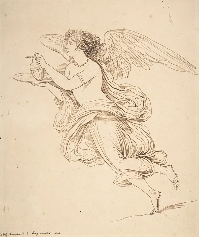 An Angel Holding A Carafe On A Plate