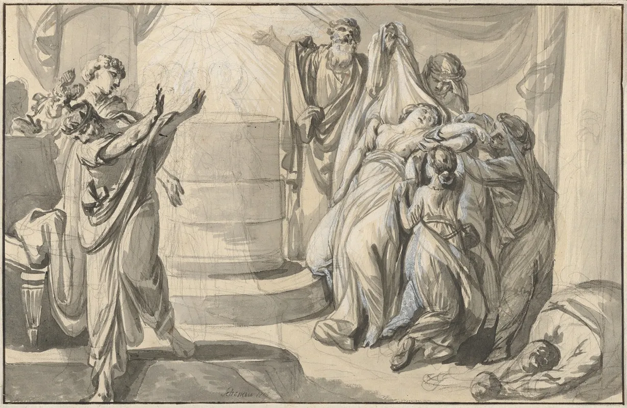 An Antique Sacrificial Scene Wall Art by Johann Eleazar Schenau - High-Resolution Digital Print