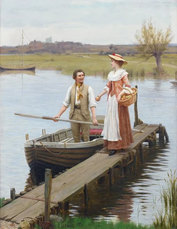 An Apple For The Boatman Wall Art by Edmund Blair Leighton - High-Resolution Digital Print