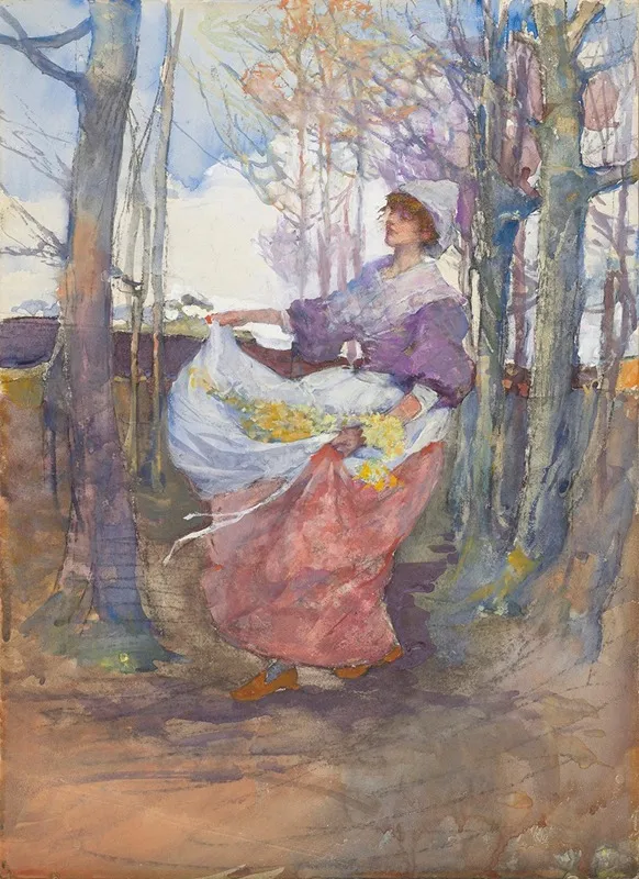 An Apron Full Of Flowers Wall Art by Elizabeth Adela Forbes - High-Resolution Digital Print