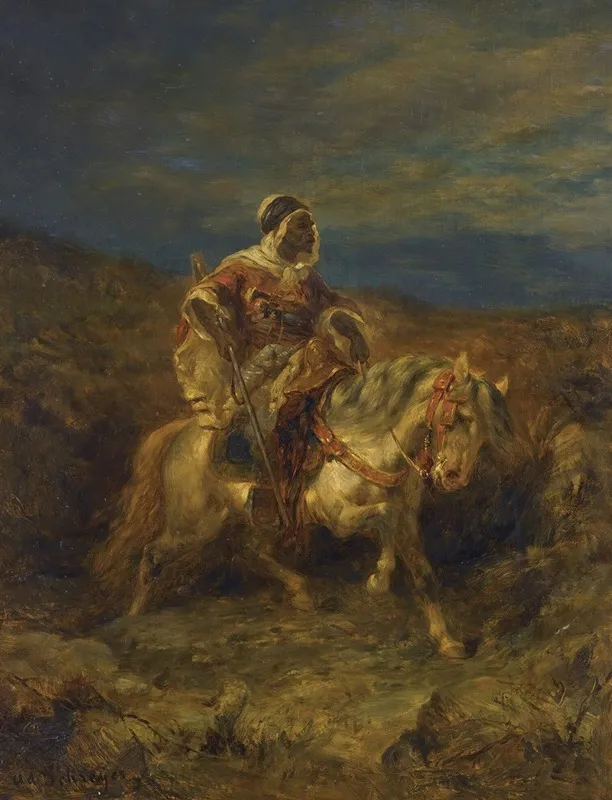 An Arab Scout On Horseback Wall Art by Adolf Schreyer - High-Resolution Digital Print