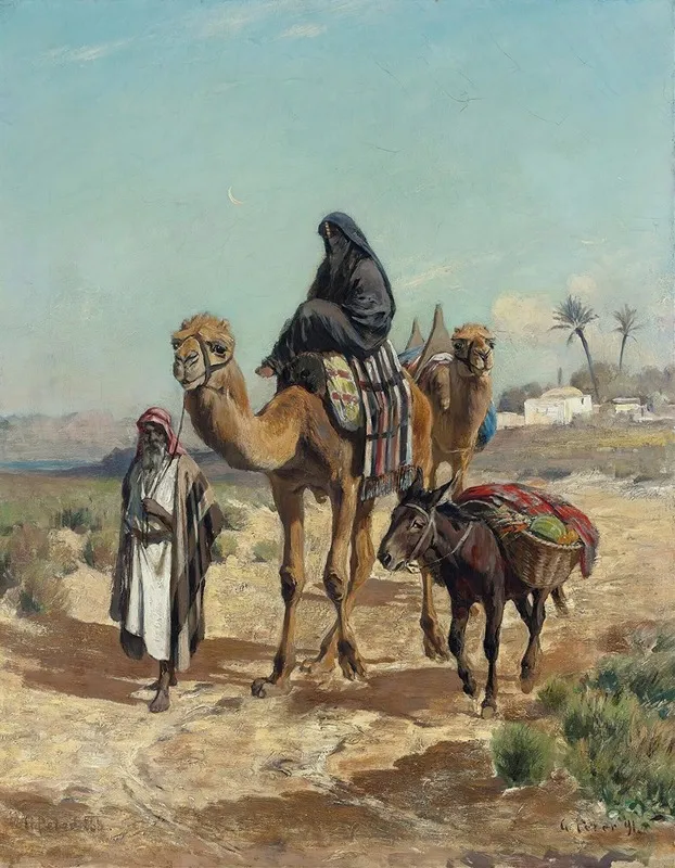 An Arab Traveler And His Wife Wall Art by George Peter - High-Resolution Digital Print