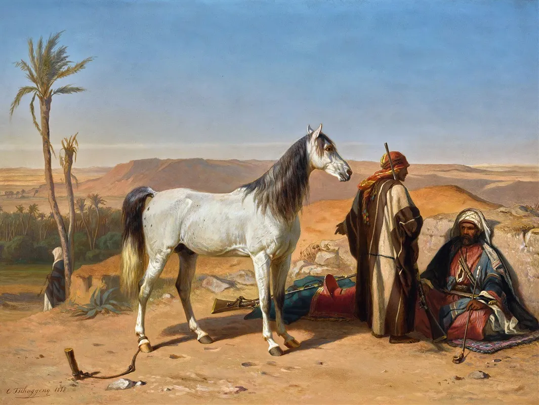 An Arabian In The Desert Wall Art by Charles Tschaggeny - High-Resolution Digital Print