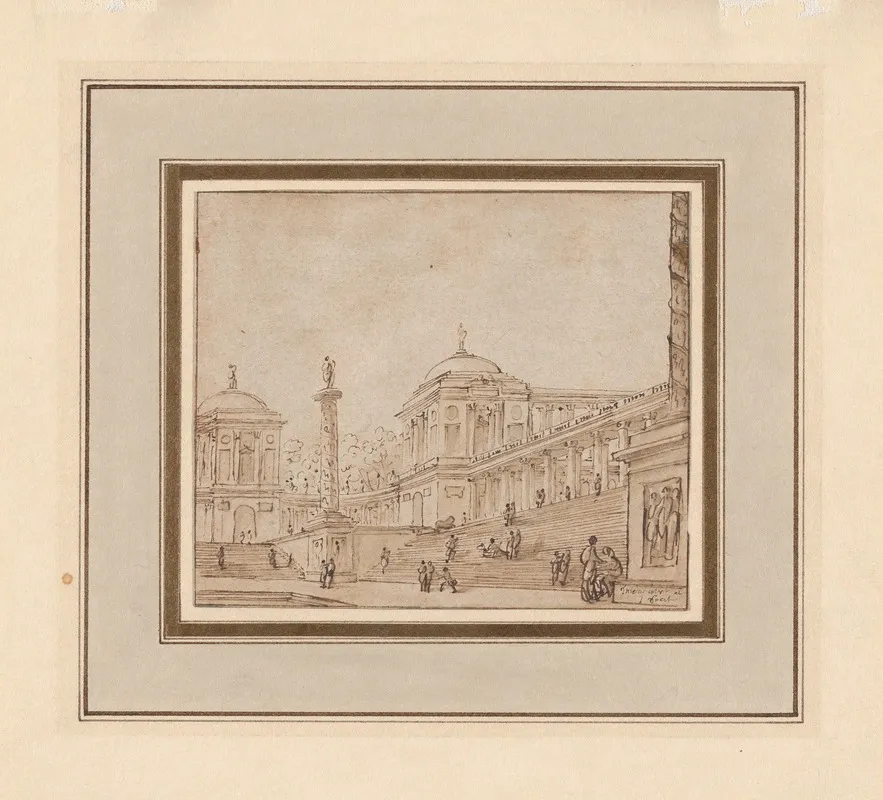 An Architectural Capriccio 2 Wall Art by Luc Vincent Thiery de Sainte Colombe - High-Resolution Digital Print