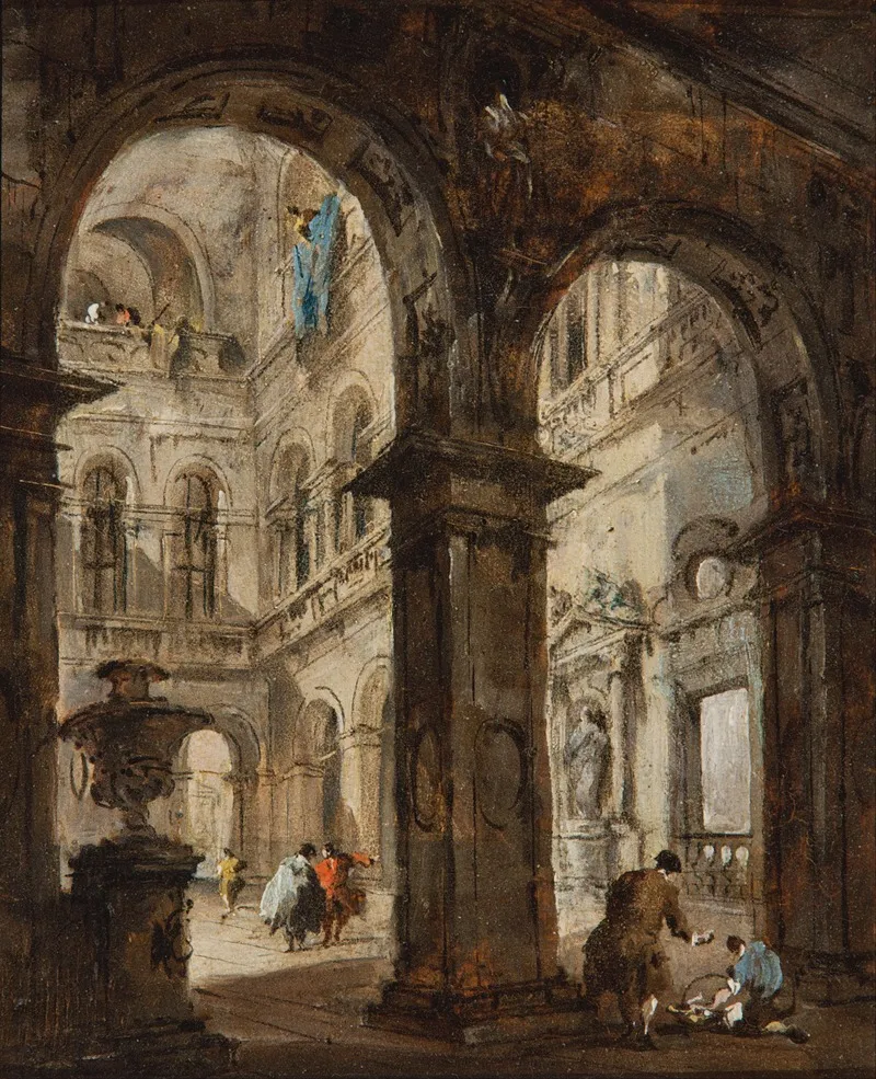 An Architectural Capriccio Wall Art by Francesco Guardi - High-Resolution Digital Print