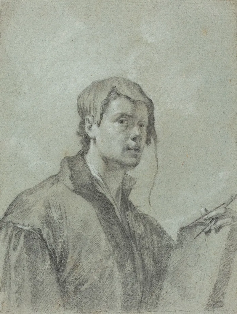 An Artist Holding A Book And Compass Wall Art by After Willem Drost - High-Resolution Digital Print