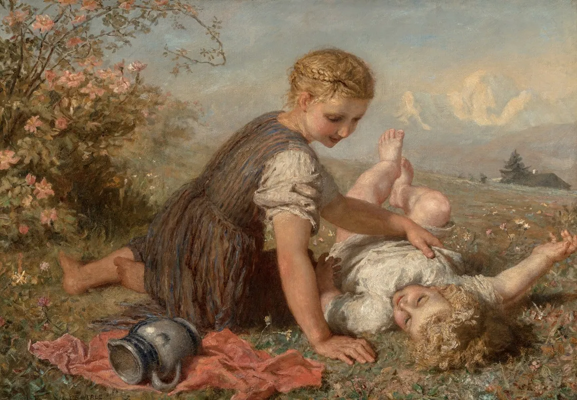 An Autumn Idyll Wall Art by Karl Wilhelm Friedrich Bauerle - High-Resolution Digital Print