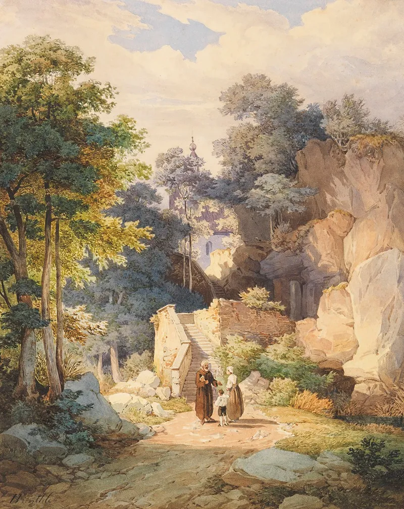 An Der Treppe Zur Wallfahrtskirche St Magdalena Auf Der Biber Bei Brannenburg Wall Art by Friedrich Würthle - High-Resolution Digital Print
