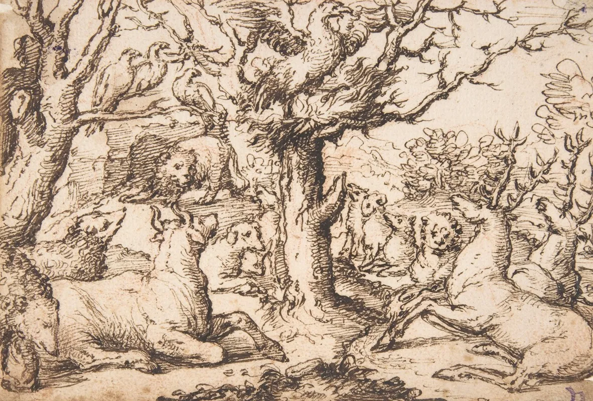 An Eagle Preaching To The Animals Wall Art by Marcus Gheeraerts the Elder - High-Resolution Digital Print