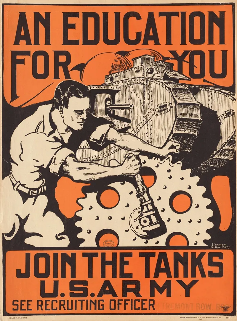 An Education For You Join The Tanks U S Army Wall Art by J.P. Wharton - High-Resolution Digital Print