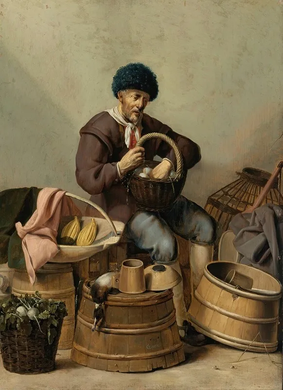 An Egg Dealer Wall Art by Gerard Donck - High-Resolution Digital Print
