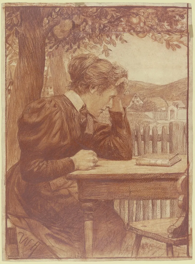 An Einem Gartentisch Sitzende Frau Wall Art by Wilhelm Altheim - High-Resolution Digital Print