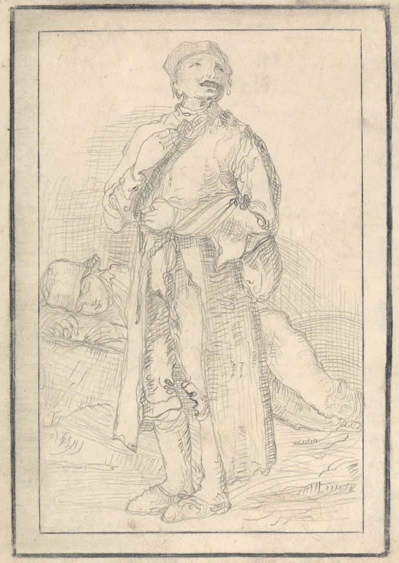 An Elderly Figure And Sleeping Child