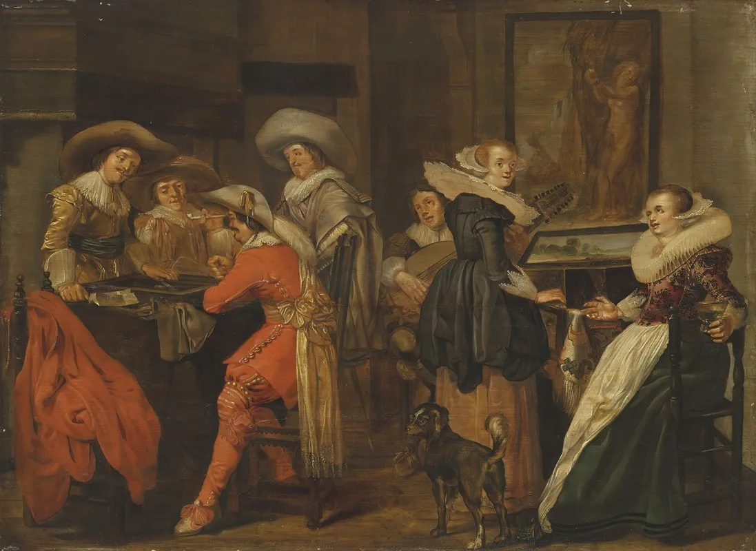 An Elegant Company In An Interior 2 Wall Art by Pieter Codde - High-Resolution Digital Print