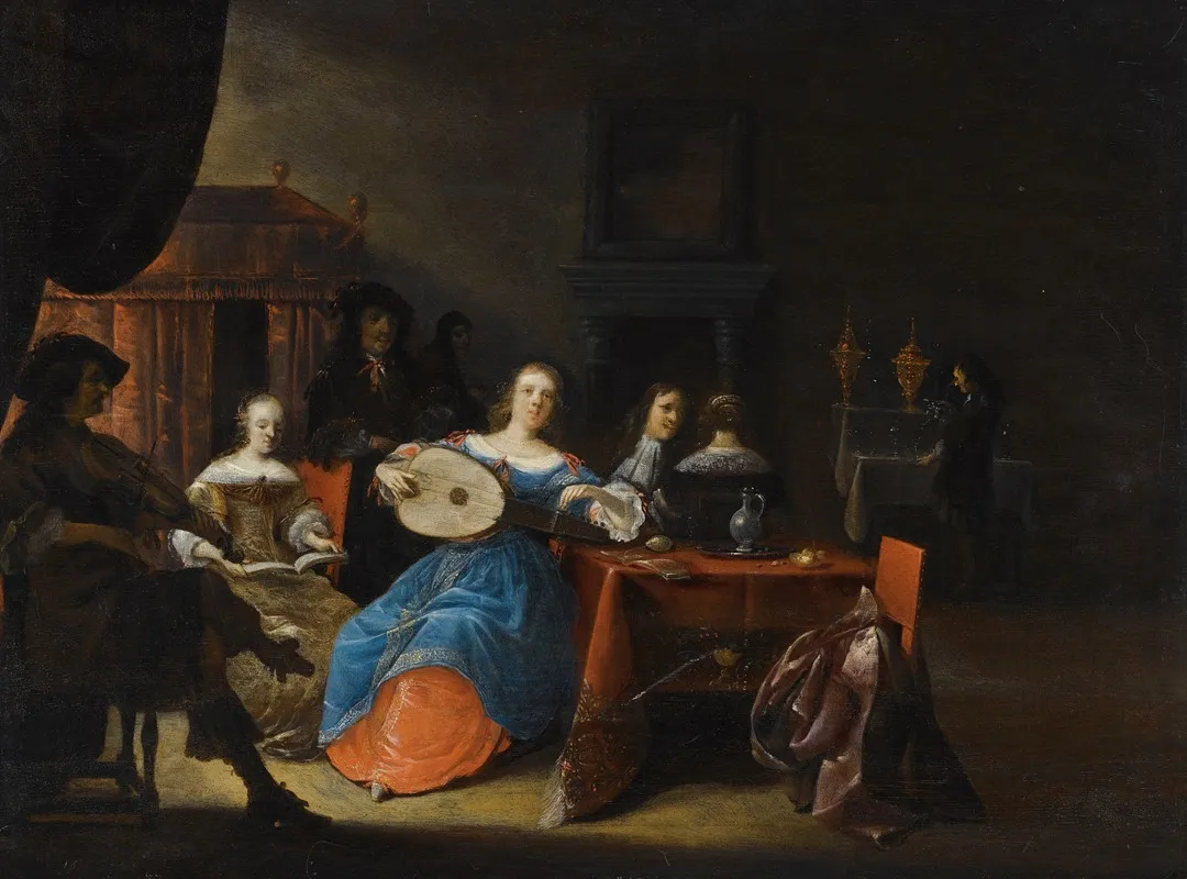 An Elegant Company Making Music In An Interior Wall Art by Anthonie Palamedesz. - High-Resolution Digital Print
