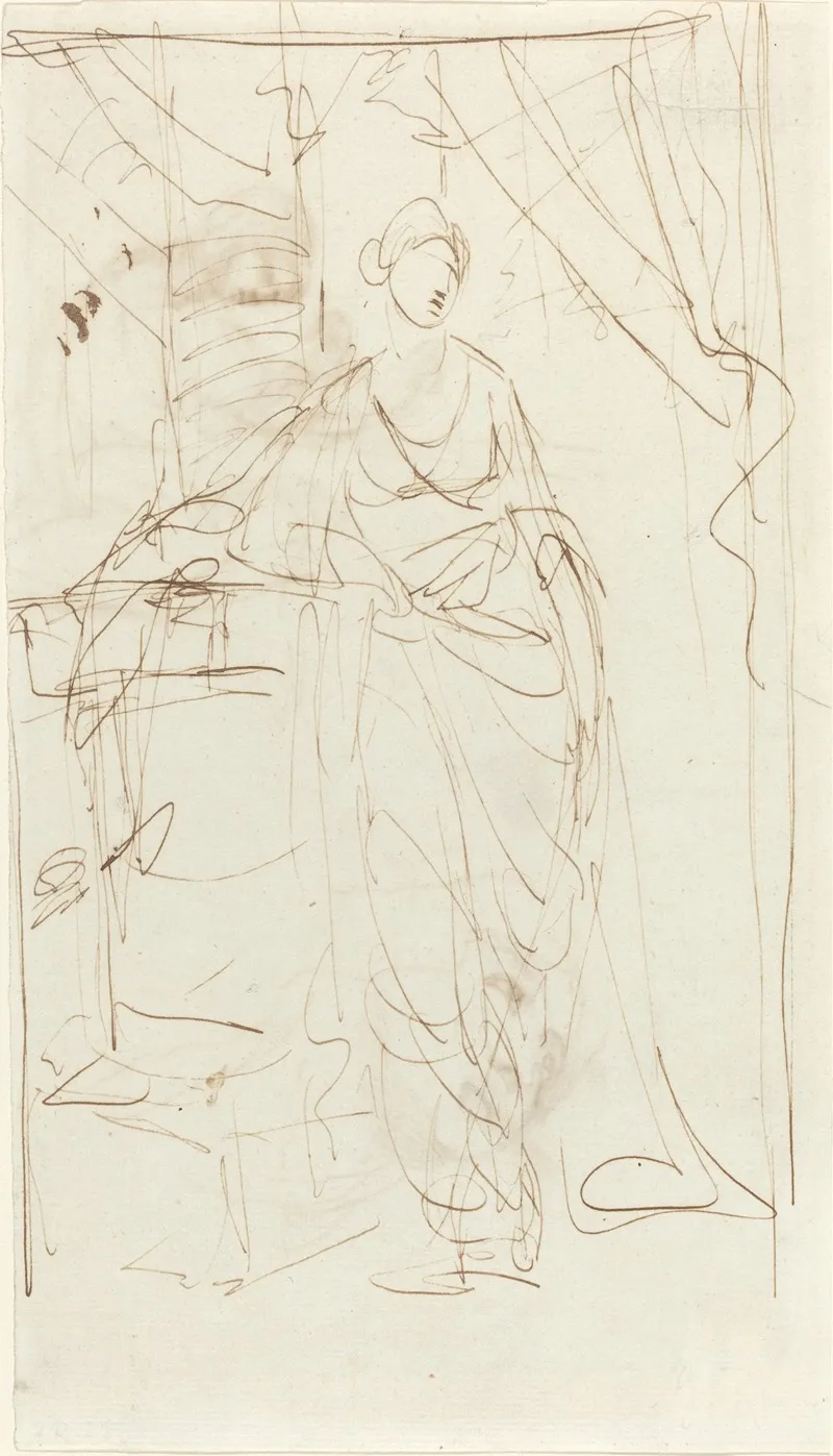 An Elegant Lady In Classical Dress Recto