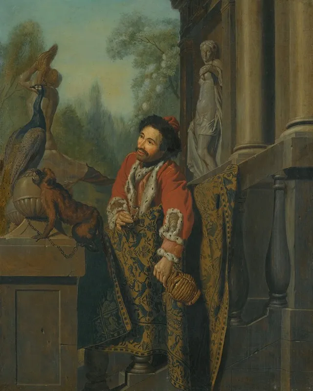 An Elegant Turkish Gentleman At A Balustrade Wall Art by Jan Josef Horemans The Elder - High-Resolution Digital Print