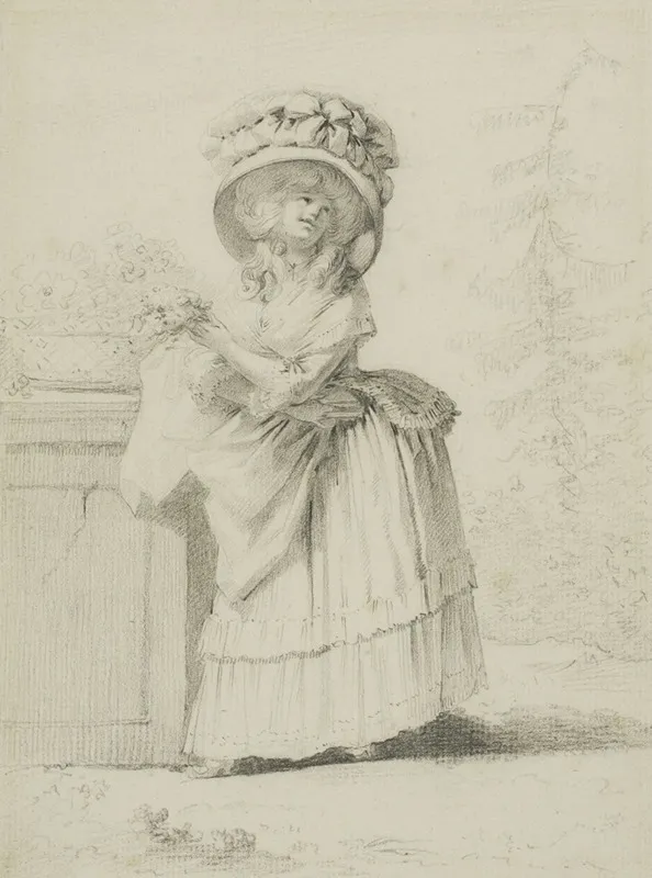 An Elegant Young Woman In A Garden Wall Art by Alexandre Moitte - High-Resolution Digital Print