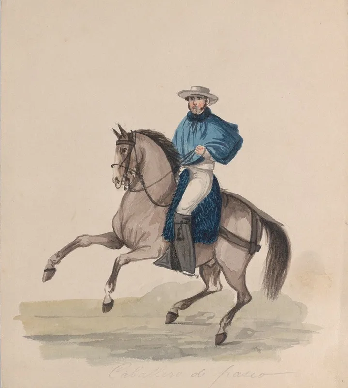An Elegantly Dressed Man On Horseback Wall Art by Francisco Fierro - High-Resolution Digital Print