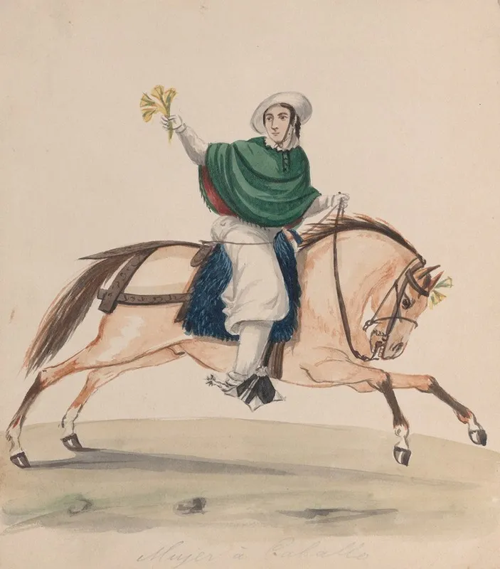 An Elegantly Dressed Woman On Horseback 2 Wall Art by Francisco Fierro - High-Resolution Digital Print
