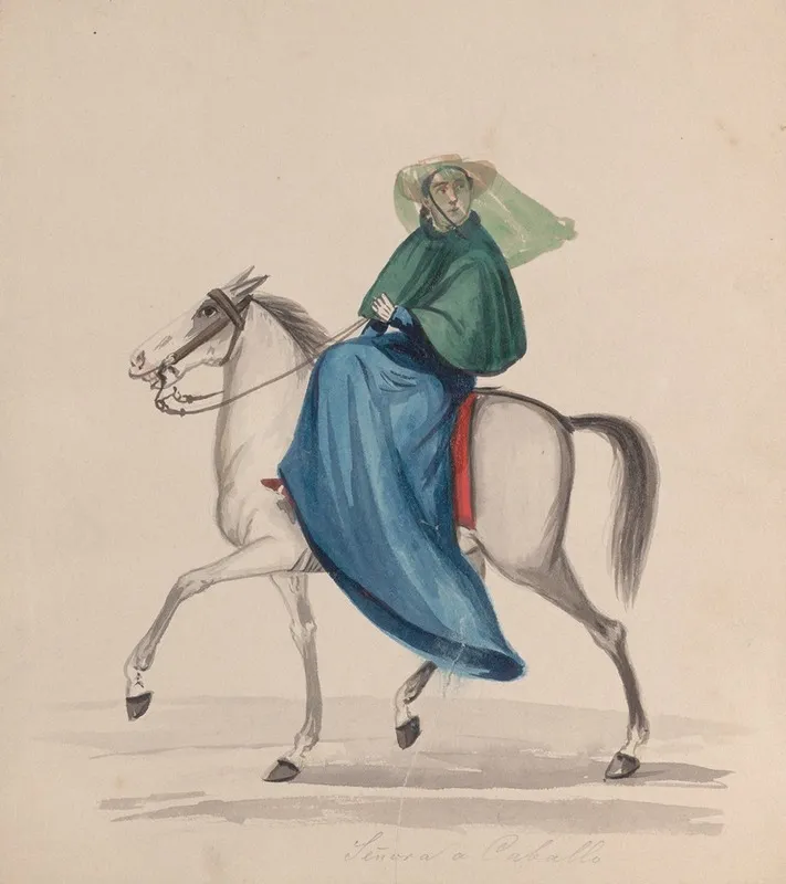 An Elegantly Dressed Woman On Horseback Wall Art by Francisco Fierro - High-Resolution Digital Print