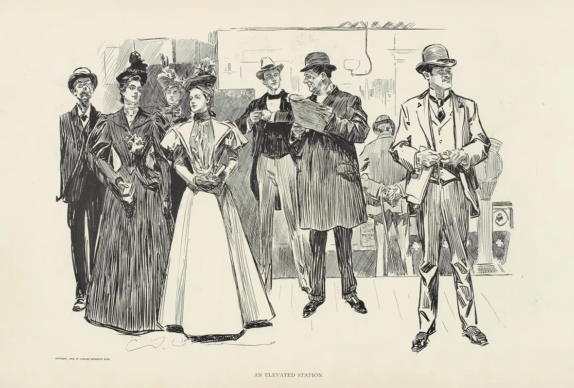 An Elevated Station Wall Art by Charles Dana Gibson - High-Resolution Digital Print