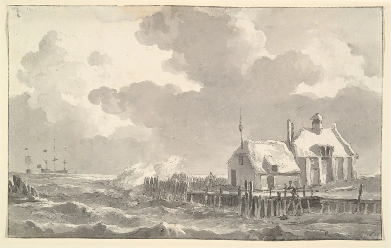 An Estuary In A Storm Wall Art by Johannes Christiaan Schotel - High-Resolution Digital Print
