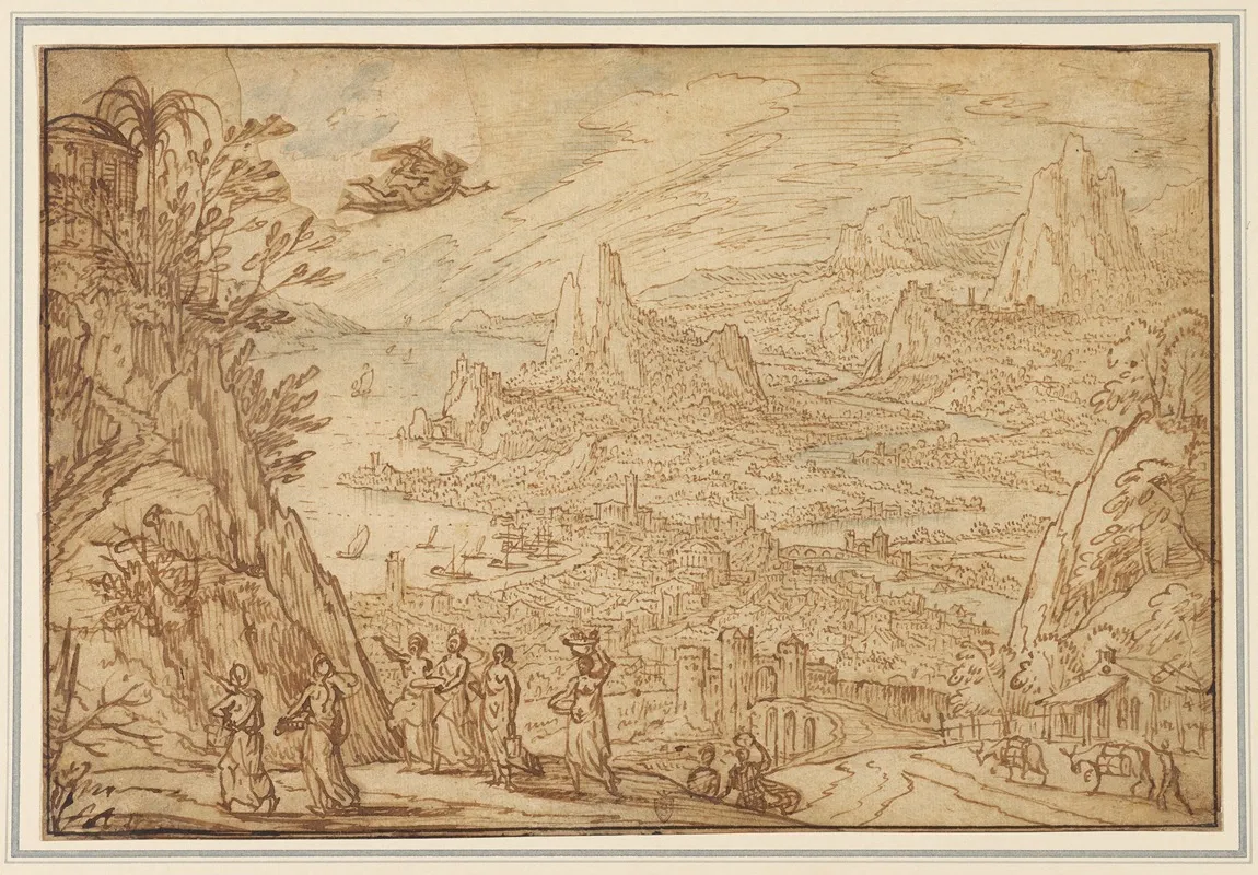 An Extensive Estuary Landscape With The Story Of Mercury And Herse Wall Art by Tobias Verhaecht - High-Resolution Digital Print