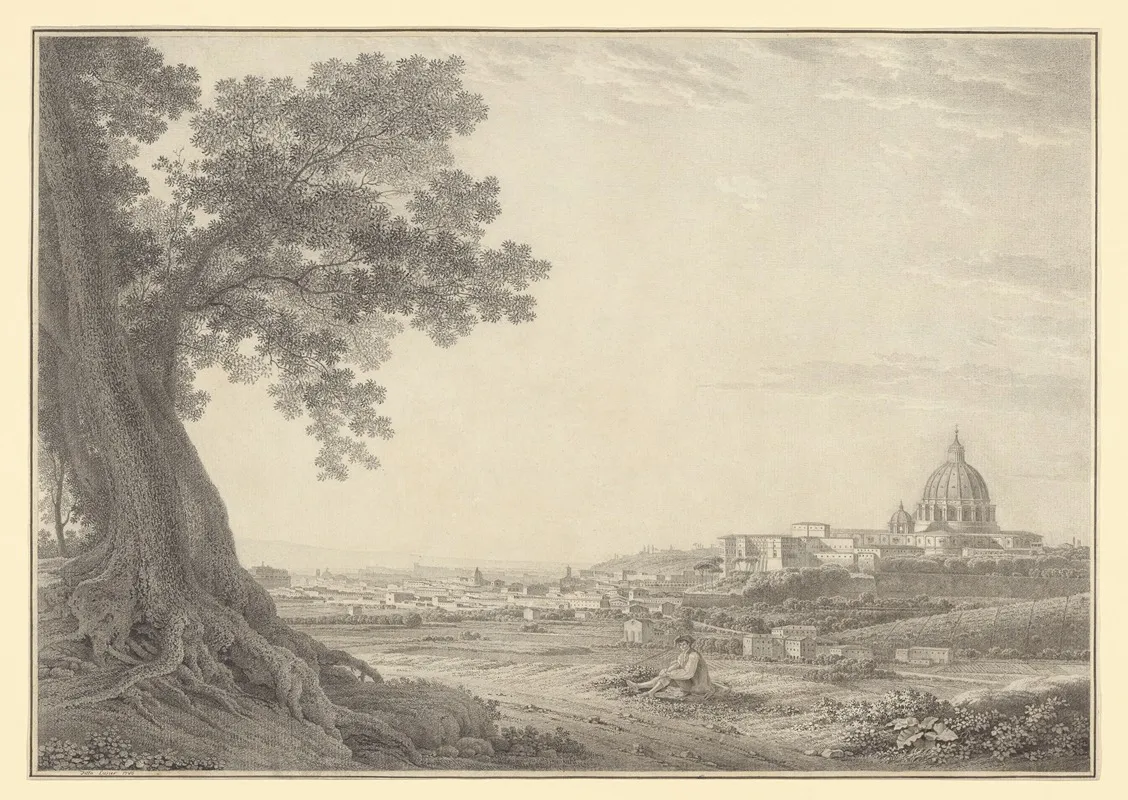 An Extensive View Of Rome From The Orti Della Pineta Sacchetti Wall Art by Giovanni Battista Lusieri - High-Resolution Digital Print