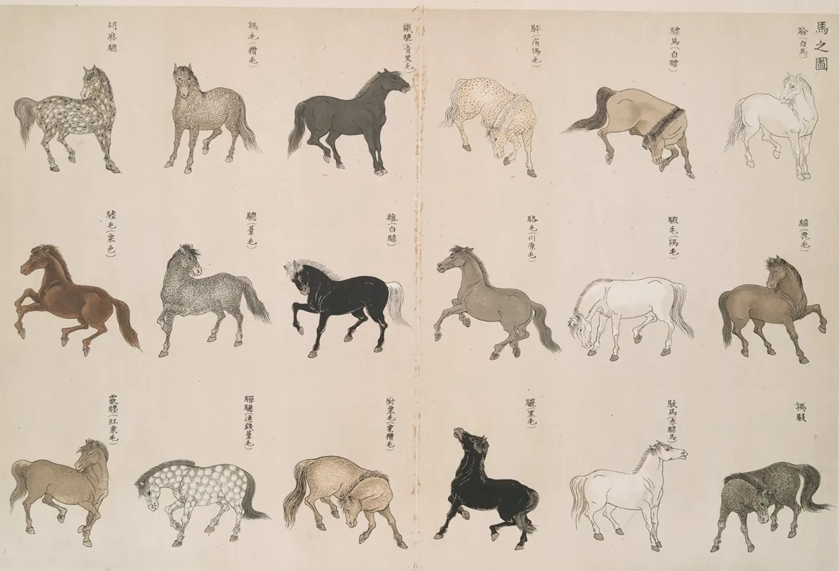 An Illustration Of Horses Wall Art by Shigeo Inobe (Editor) - High-Resolution Digital Print
