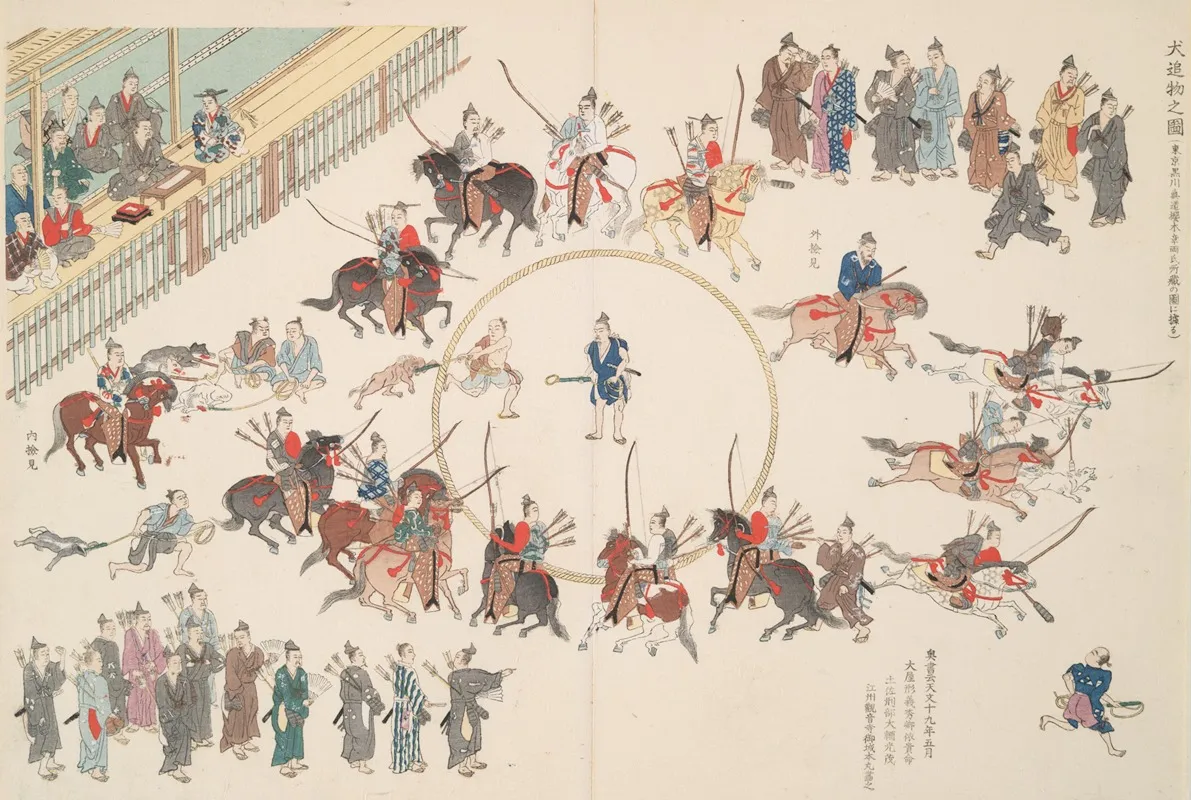 An Illustration Of Hunting Dogs Game Wall Art by Shigeo Inobe (Editor) - High-Resolution Digital Print