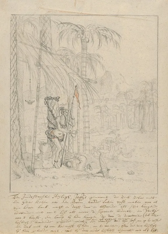 An Indian Yogi Tied To A Palm Tree