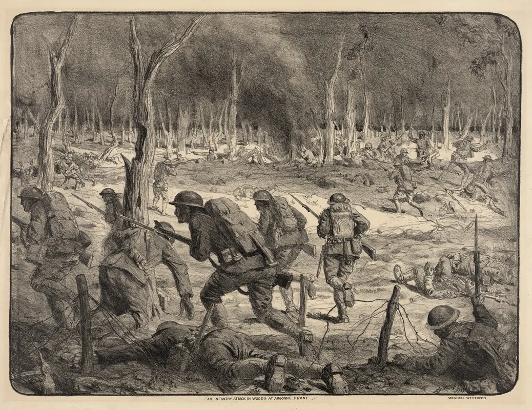 An Infantry Attack In Woods At Argonne Front