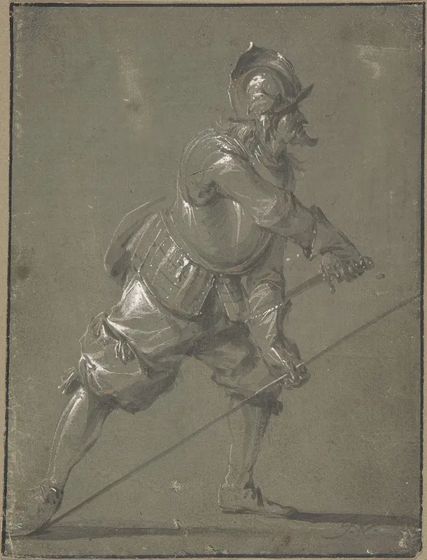 An Infantryman Drawing His Sword Wall Art by Jacob Matthias Weyer - High-Resolution Digital Print
