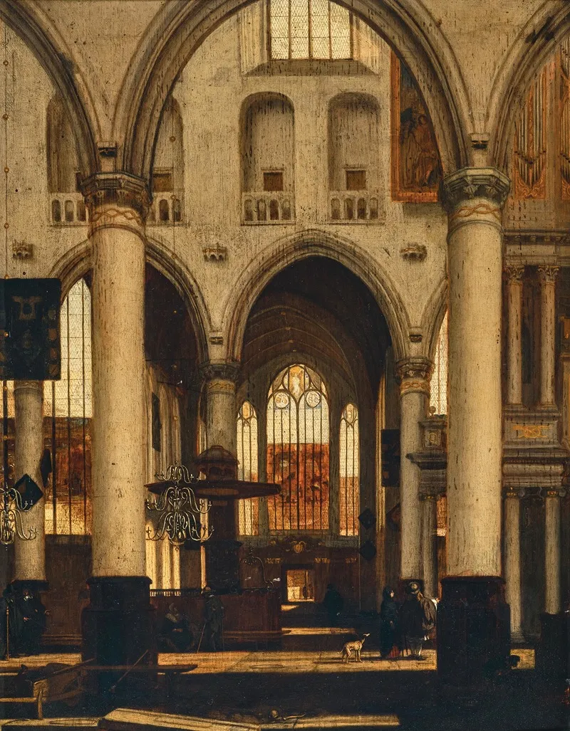 An Interior Of A Protestant Gothic Church Wall Art by Emanuel de Witte - High-Resolution Digital Print