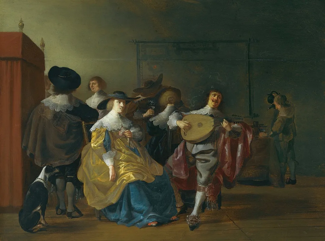 An Interior Scene With An Elegant Company Making Merry Wall Art by Anthonie Palamedesz. - High-Resolution Digital Print
