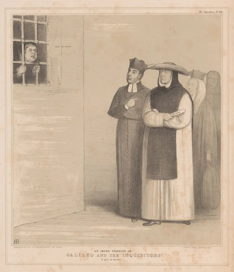 An Irish Version Of Galileo And The Inquisitors Wall Art by John Doyle - High-Resolution Digital Print