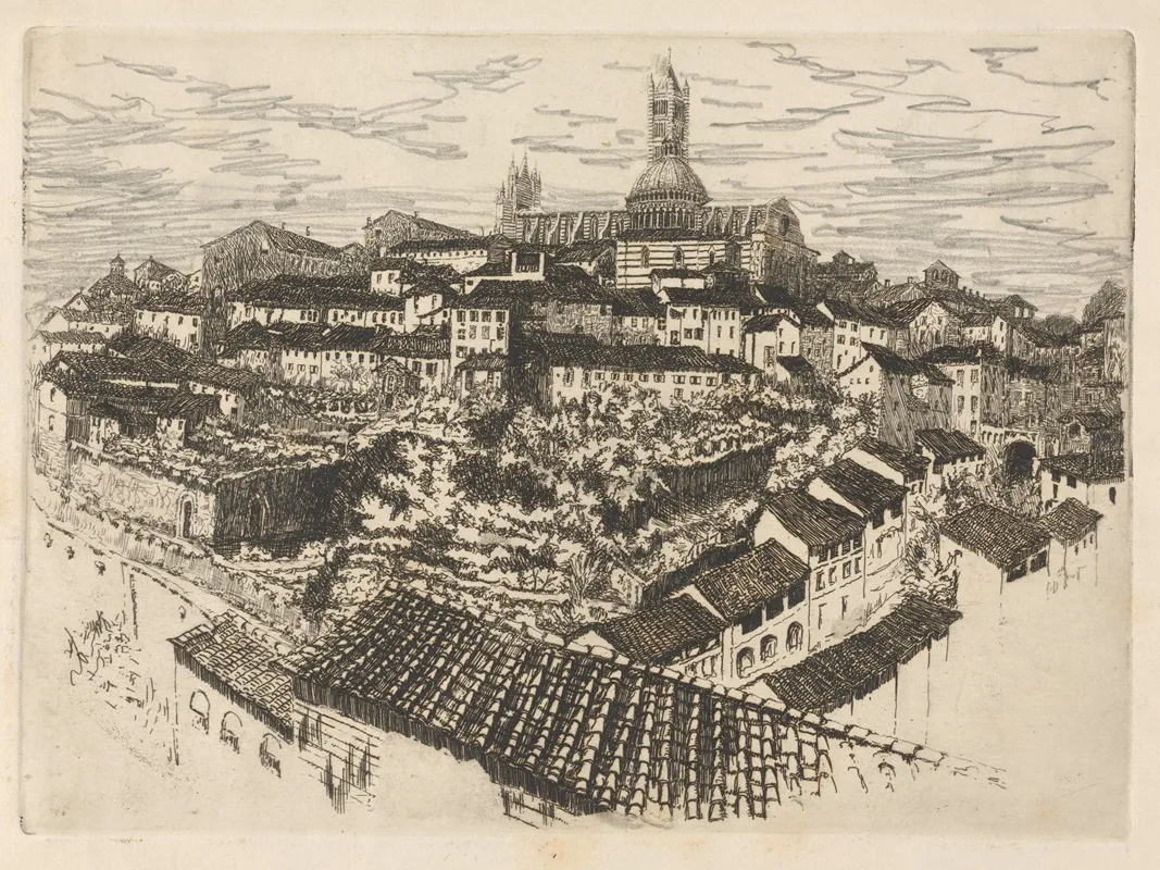 An Italian Hill Town Wall Art by Charles H. Mackie - High-Resolution Digital Print
