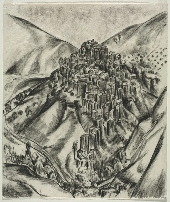 An Italian Hilltown Anticoli Italy Wall Art by Louise B. Maloney - High-Resolution Digital Print