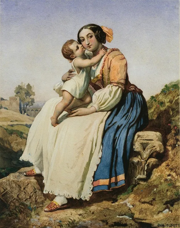 An Italian Peasant Woman And Child