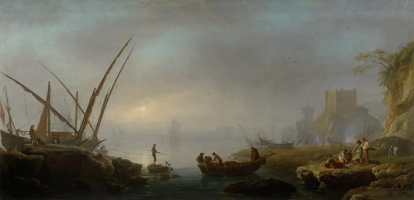 An Italian Port Scene Wall Art by Charles-François Grenier De Lacroix - High-Resolution Digital Print