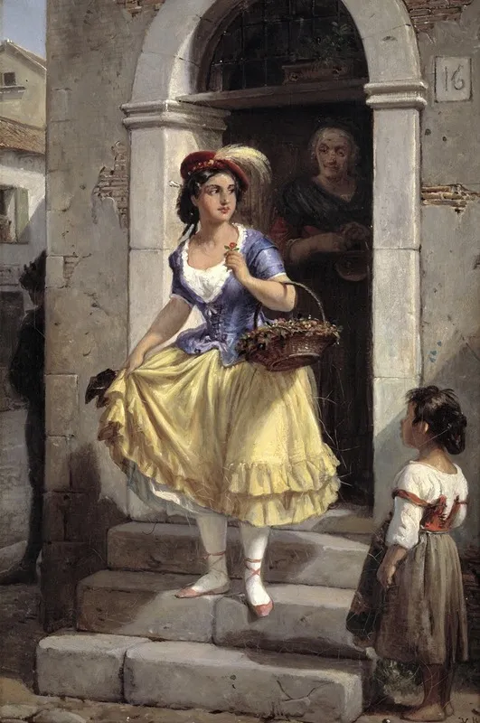 An Italian Woman In The Way To The Carnival Wall Art by Wilhelm Marstrand - High-Resolution Digital Print