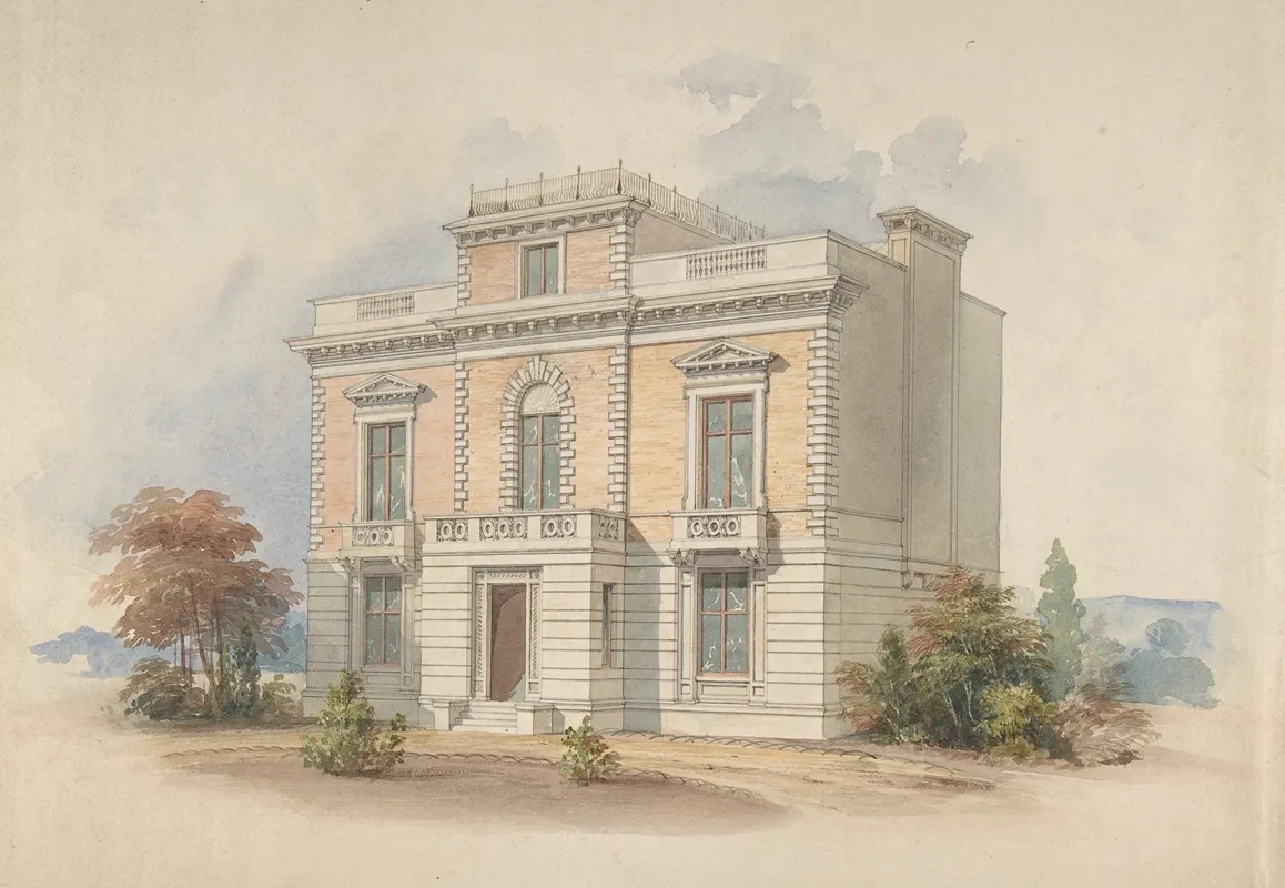 An Italianate Villa Wall Art by Henry Edward Kendall Jr. - High-Resolution Digital Print