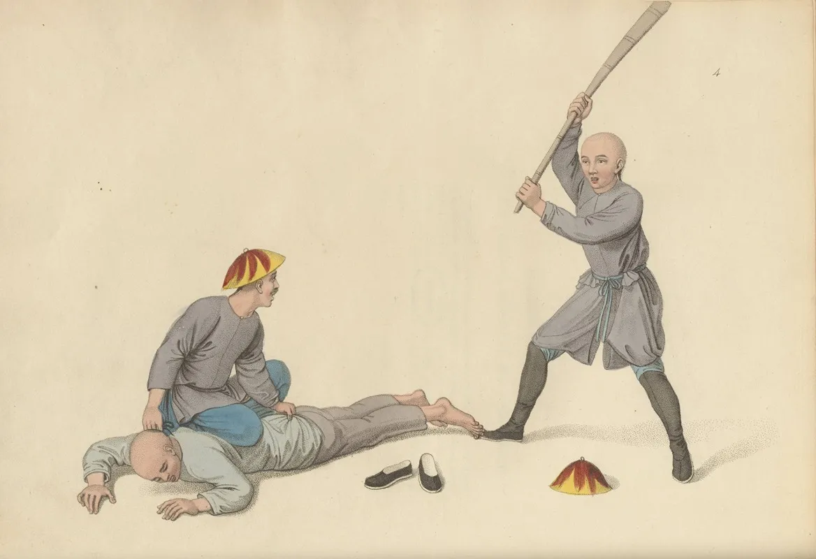 An Offender Undergoing The Bastinade Wall Art by George Henry Mason - High-Resolution Digital Print