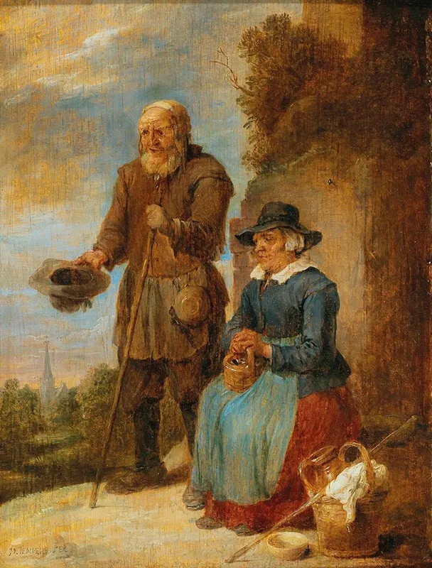 An Old Couple Begging On The Street